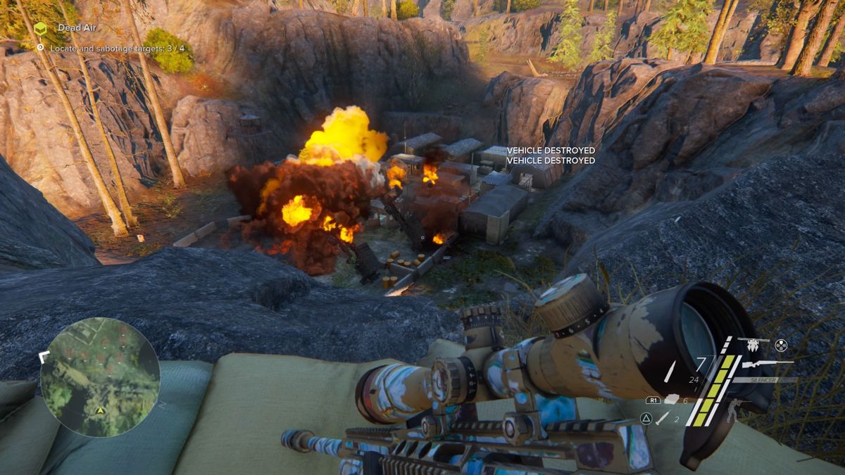 Sniper: Ghost Warrior 3 - The Sabotage (PlayStation 4) screenshot: Bye-bye missile trucks