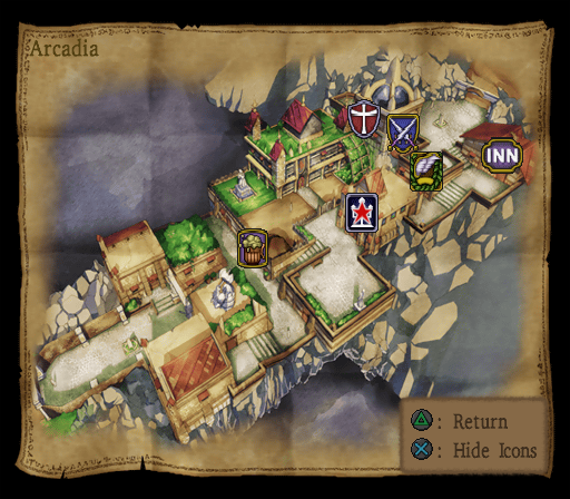 Dragon Quest VIII: Journey of the Cursed King (PlayStation 2) screenshot: Towns also have helpful maps