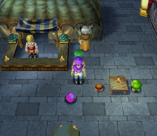 Dragon Quest V: Tenkū no Hanayome (PlayStation 2) screenshot: Slime market - or slime town?..