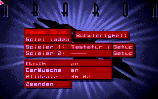 Abaron (DOS) screenshot: Main menu