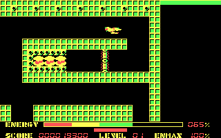 Thexder (DOS) screenshot: A dead end...but with bonus energy! (CGA)