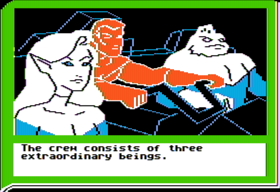 Gamma Force in Pit of a Thousand Screams (Apple II) screenshot: The Intrepid Crew