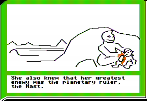 Gamma Force in Pit of a Thousand Screams (Apple II) screenshot: Her Loving Mother