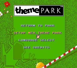 Theme Park (SNES) screenshot: Main Menu