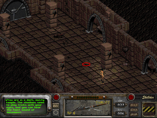 Fallout 2 (Windows) screenshot: Watch out for giant bugs infesting the temple