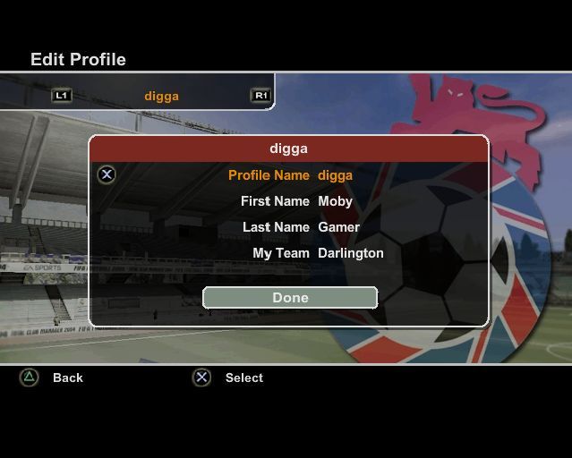 FIFA Soccer 2004 (PlayStation 2) screenshot: This is the game's new My FIFA option. The Hall of Kits option is locked at the start of the game.