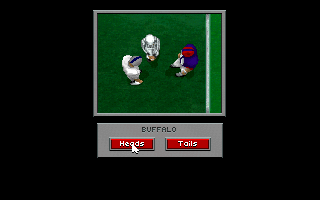 Front Page Sports: Football Pro '95 (DOS) screenshot: Selecting the coin's head or tail