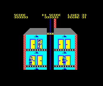 Elevator Action (ZX Spectrum) screenshot: Starting position