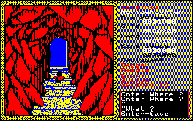 Xanadu: Dragon Slayer II (Sharp X1) screenshot: Entering the first cave