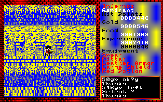 Xanadu: Dragon Slayer II (Sharp X1) screenshot: Time to go shopping