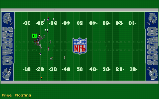 Front Page Sports: Football Pro '95 (DOS) screenshot: Free Floating camera shows all the playfield