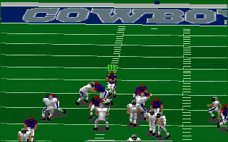 Front Page Sports: Football Pro '95 (DOS) screenshot: Too hard to prevent a ball throw