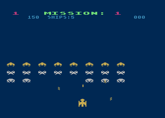 Gorf (Atari 8-bit) screenshot: Making some inroads