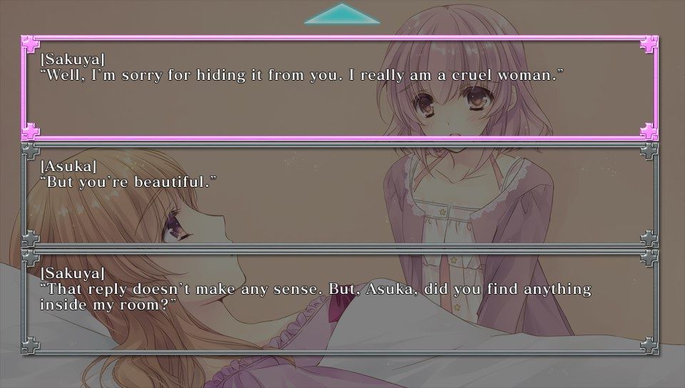 Nurse Love Addiction (PS Vita) screenshot: Log window - it lets you re-read recent dialog to verify what you just read was real.