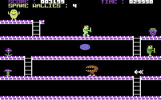 Wallie Goes to Rhymeland (Commodore 64) screenshot: Attempting to get to Humpty.