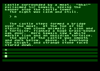 Brimstone (Atari 8-bit) screenshot: Outside a castle