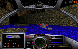 Radix: Beyond the Void (DOS) screenshot: Sneaking up at alien robotic guards.