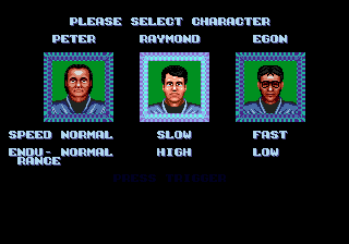 Ghostbusters (Genesis) screenshot: Choosing your character