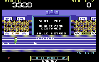 Hunchback at the Olympics (Commodore 64) screenshot: Shot Put.