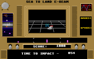 Final Legacy (Atari ST) screenshot: The pink bars are the radar. If a bar is very small, the target is behind you and you have to move back.