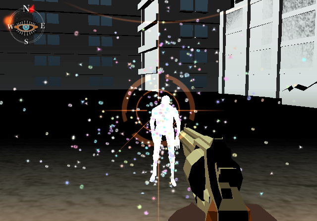 Killer7 (PlayStation 2) screenshot: They go white - which means I didn't hit the weakpoint