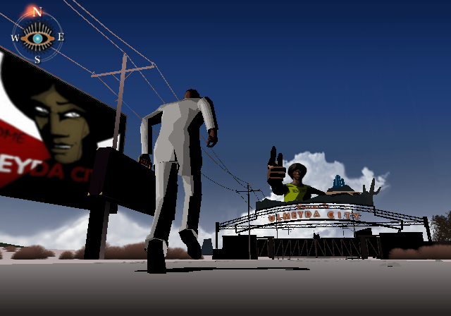Killer7 (PlayStation 2) screenshot: Garcian is entering Ulmeyda City