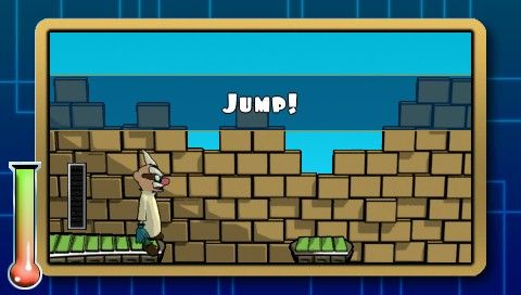 Dr. MiniGames (PSP) screenshot: Determine the power and then jump.
