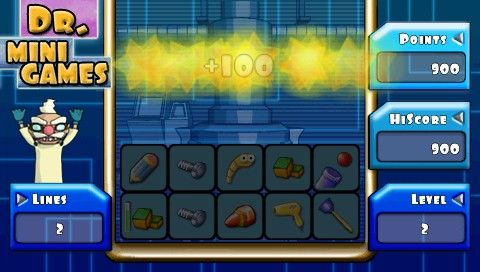 Dr. MiniGames (PSP) screenshot: A mini-game completed successfully, removing the line.