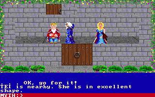 Loremaster (DOS) screenshot: Meeting King Yelraf and Queen Tei