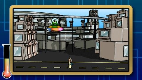 Dr. MiniGames (PSP) screenshot: Dodge the space ship.