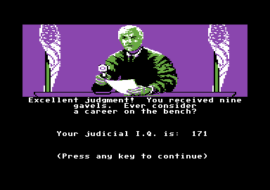 Crime and Punishment (Commodore 64) screenshot: Beginner's luck