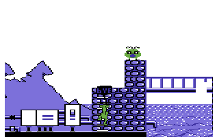 Little Green Man (Commodore 64) screenshot: Killed.