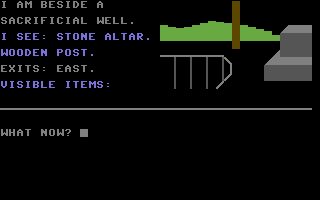 The Lost City (Commodore 64) screenshot: Beside a Sacrificial Well.