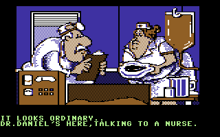 Lucifer's Realm (Commodore 64) screenshot: In a hospital bed.