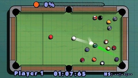 Doodle Pool (PSP) screenshot: A game of U.S. 8Ball in progress