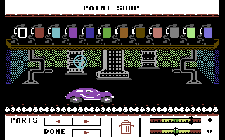 Hot Wheels (Commodore 64) screenshot: Paint Shop.