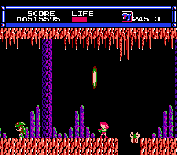 LayLa (NES) screenshot: Fourth asteroid cave, get ready to use the flame thrower here a lot