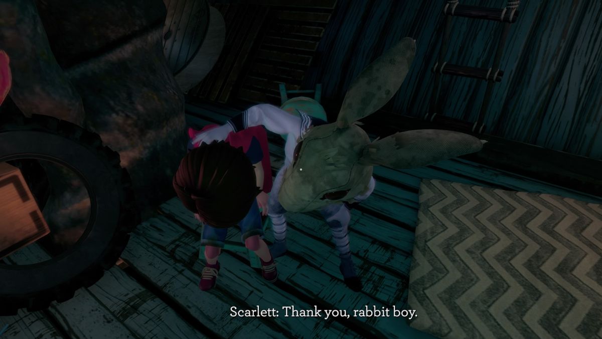 Blackwood Crossing (PlayStation 4) screenshot: Rabbit boy was there for Finn when Scarlett wasn't