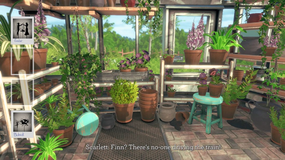 Blackwood Crossing (PlayStation 4) screenshot: Nice flower room at the end of the train