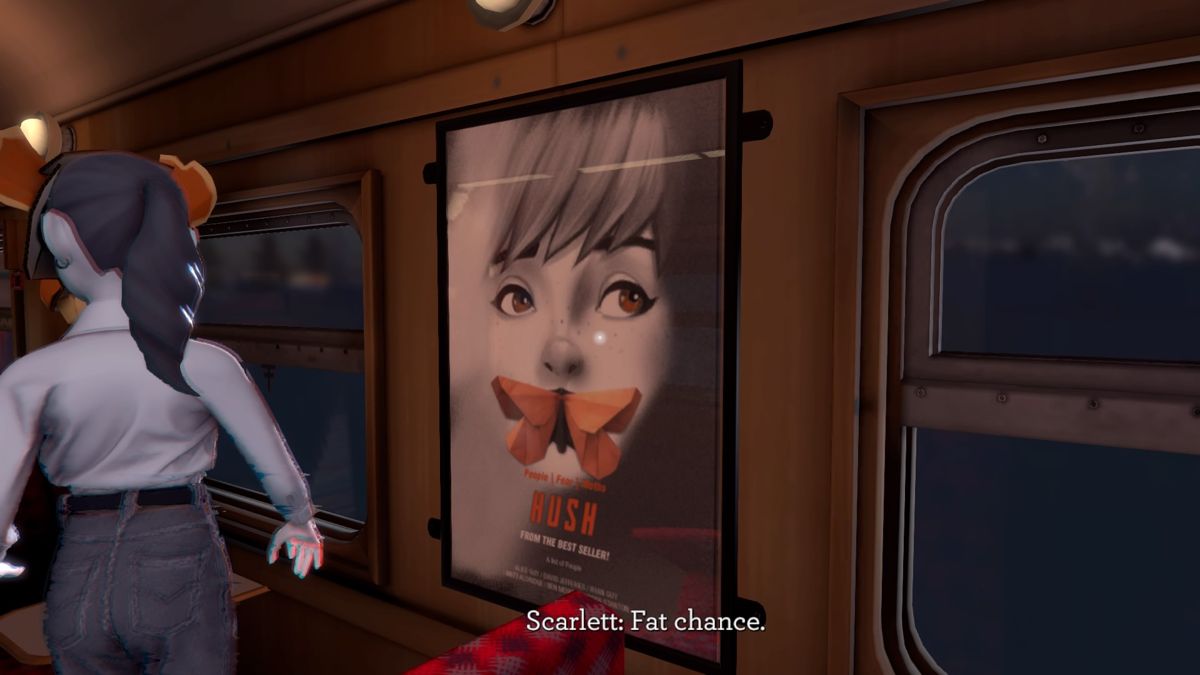 Blackwood Crossing (PlayStation 4) screenshot: There are several movie references with Finn's posters