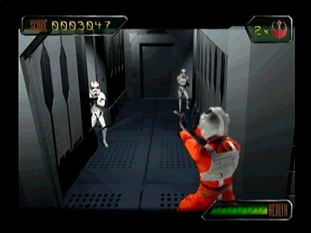 Star Wars: Rebel Assault II - The Hidden Empire (PlayStation) screenshot: Raiding a nearby facility