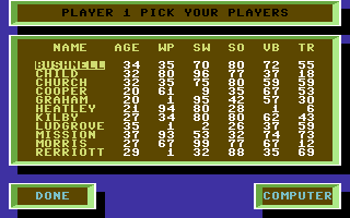 International Team Sports (Commodore 64) screenshot: Select your team.