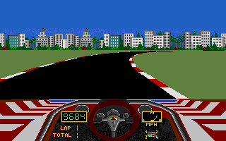 Turbo ST (Atari ST) screenshot: Am I too fast for the upcoming turn?