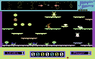 Jumpin' Jimmy (Commodore 64) screenshot: Collecting fruit.