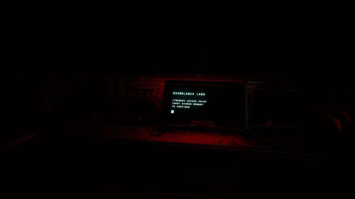 Asemblance (PlayStation 4) screenshot: You start in a room with red alarm prompting danger yay