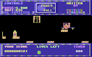 Powerball (Commodore 16, Plus/4) screenshot: Platform below.