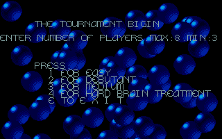 Brain Blasters (Atari ST) screenshot: Tournaments can hold up to eight players