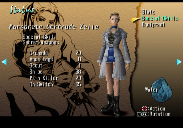 Shadow Hearts (PlayStation 2) screenshot: Status screen