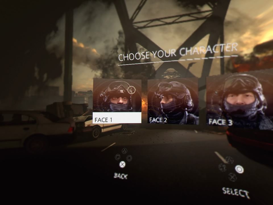 Bravo Team (PlayStation 4) screenshot: Male character portraits