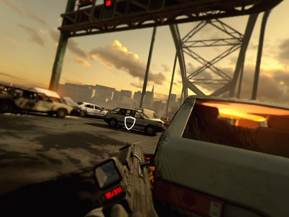 Bravo Team (PlayStation 4) screenshot: That vehicle ahead can be used as a cover